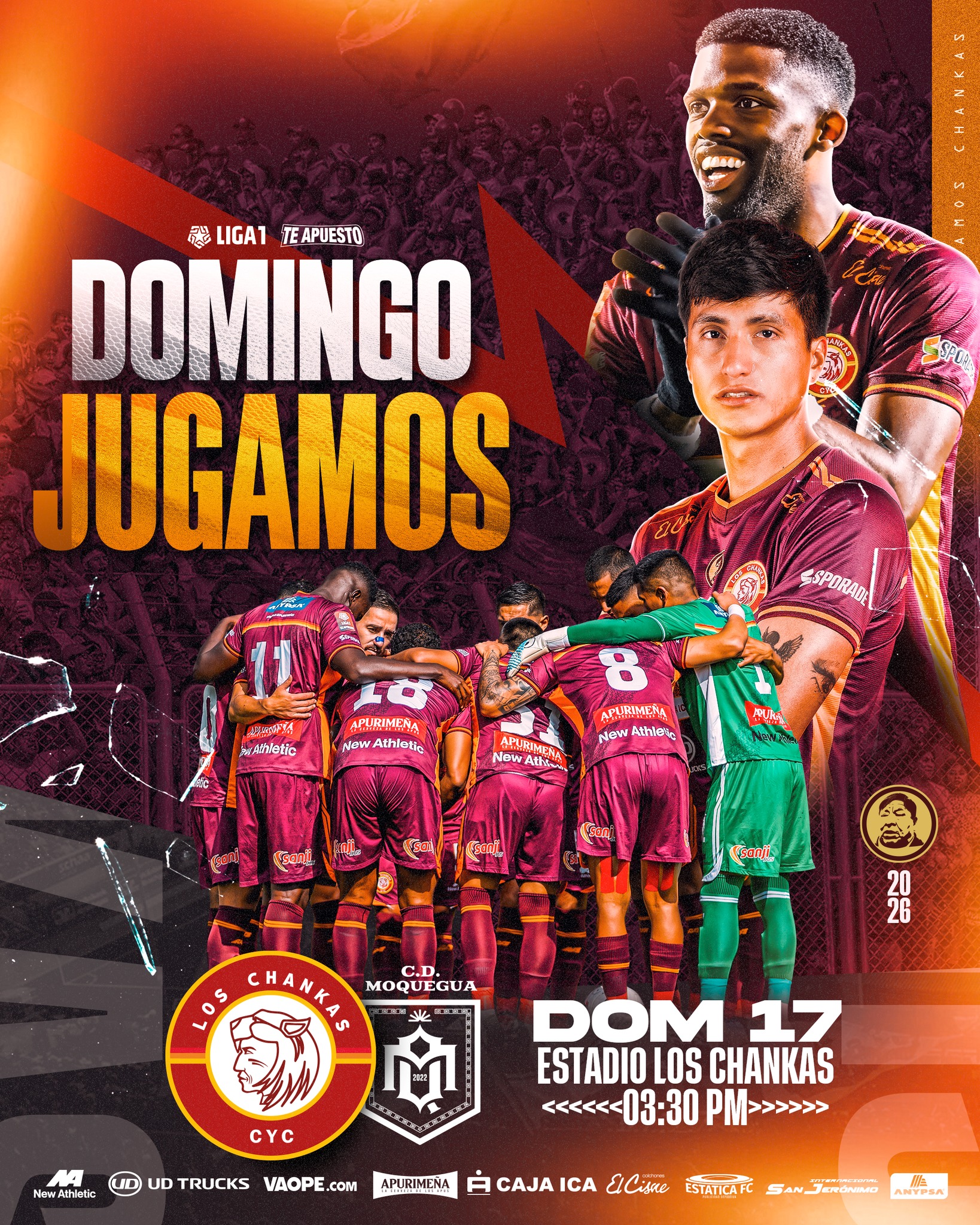 DOMINGO 17 FUTBOL DE LIGA 1 LOS CHANCAS VS CLUD DEPORTIVO MOQUEGUA